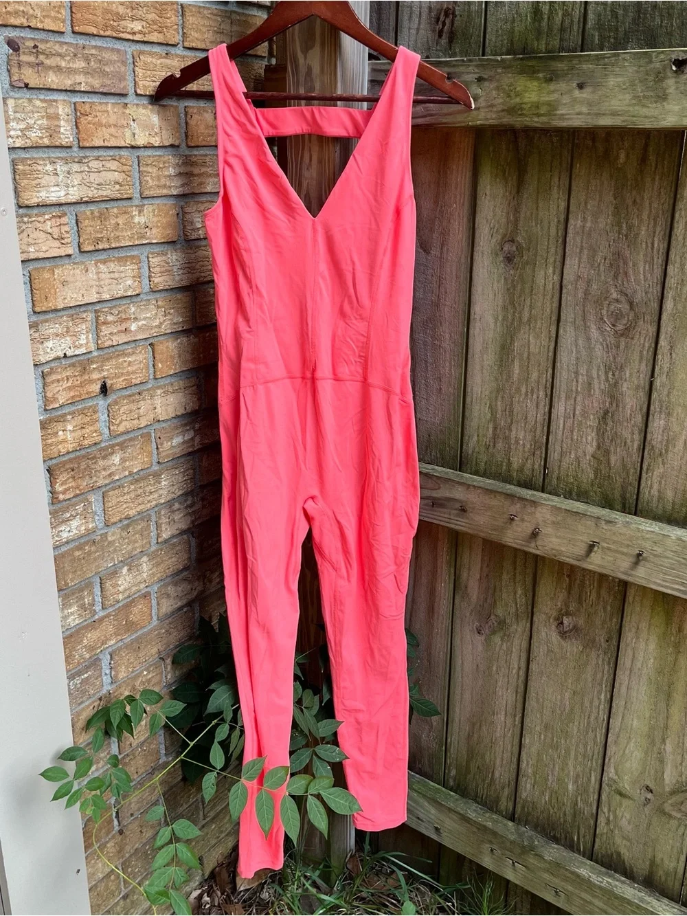 FP Movement by Free People Never Better Coral Cutout-Back Jumpsuit - Picture 2 of 5